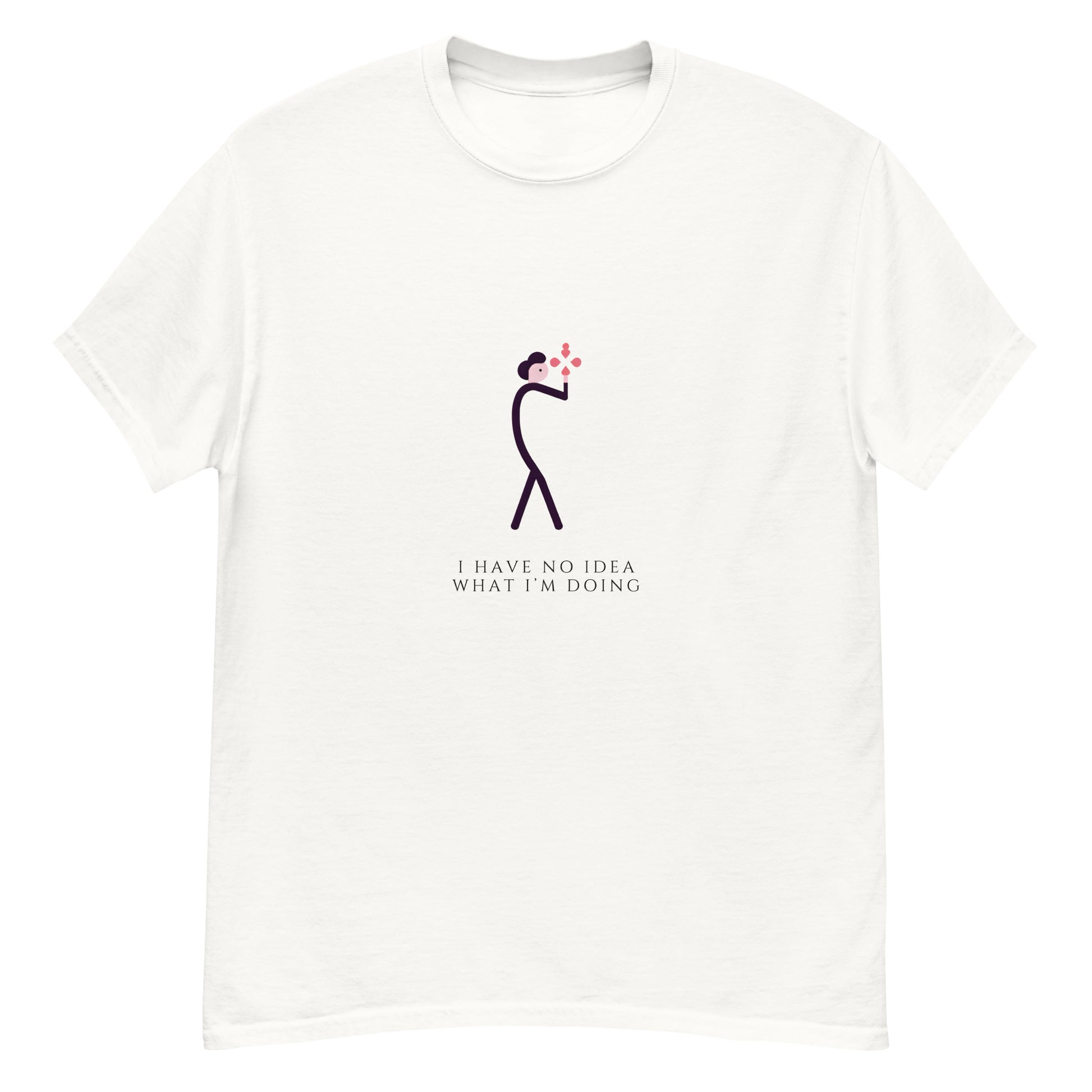 No Idea minimalist text graphic on a white unisex t-shirt